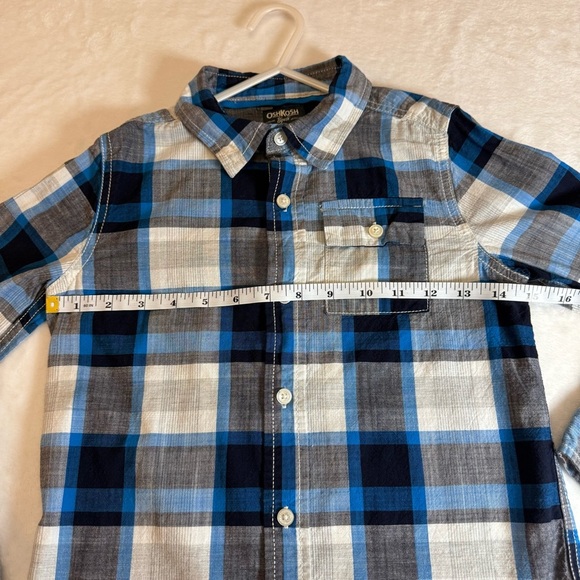 OshKosh B'gosh Blue and Gray Plaid Button Down Shirt - Picture 6 of 10